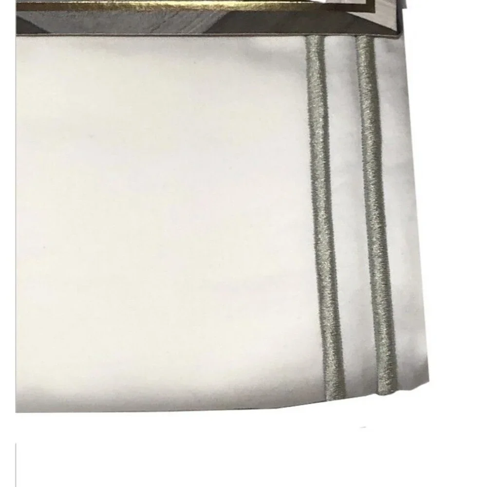 Fieldcrest Fabric Shower Curtain Double Baratta Silver Gray Border Stripe Cotton